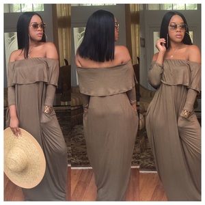 Olive Off Shoulder Maxi